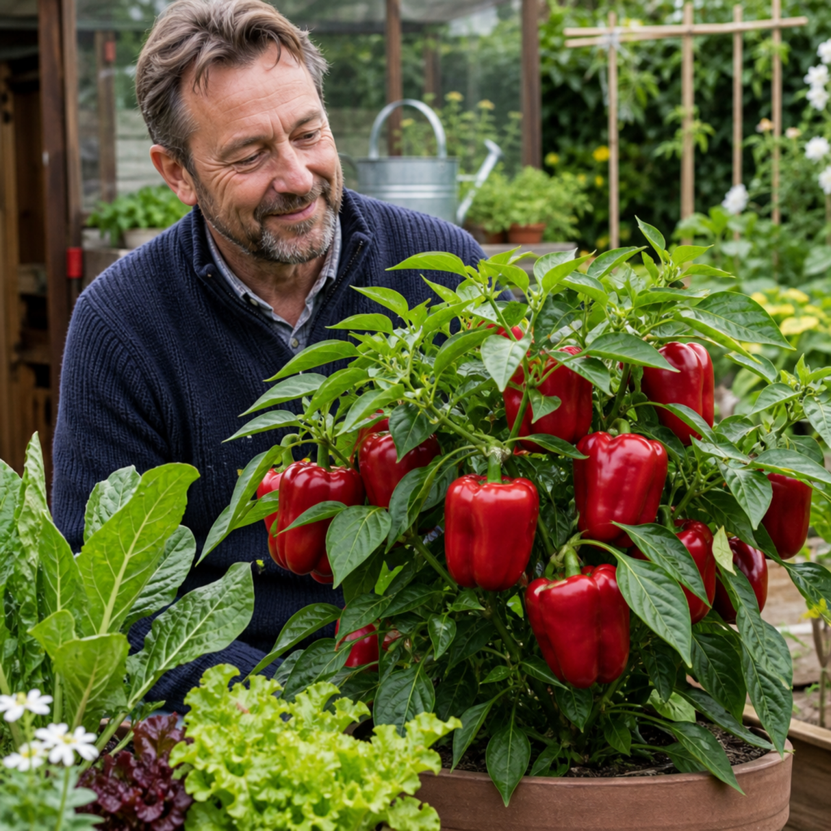 1 Sweet Pepper Red King Plant, Easy to Grow Your Own Vegetables, Garden Ready, 2Ltr Root-Ball - Frankton's