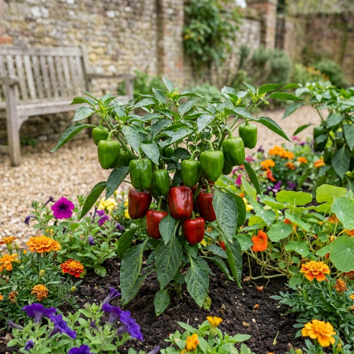 1 Sweet Pepper Redskin Plant, Grow Your Own Veg, Live Pepper Plant for Garden & Patio, 2Ltr Root-Ball - Frankton's