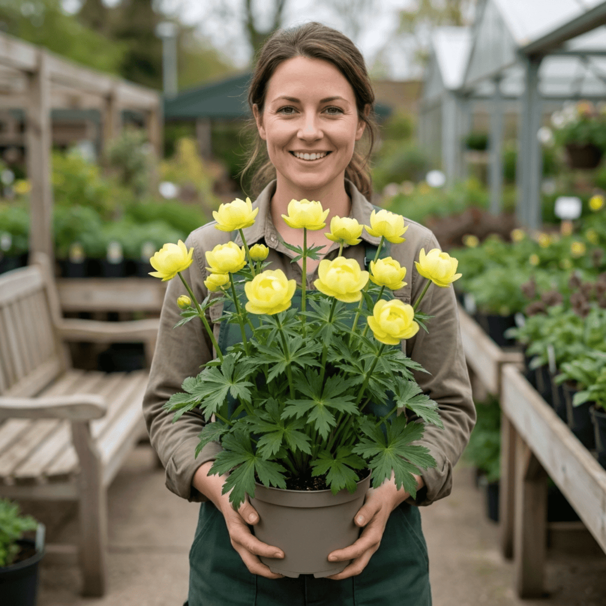 1 Trollius Lemon Queen Globeflower Plant, Spring Flowering Yellow Hardy Perennial, 17cm Root-Ball - Frankton's