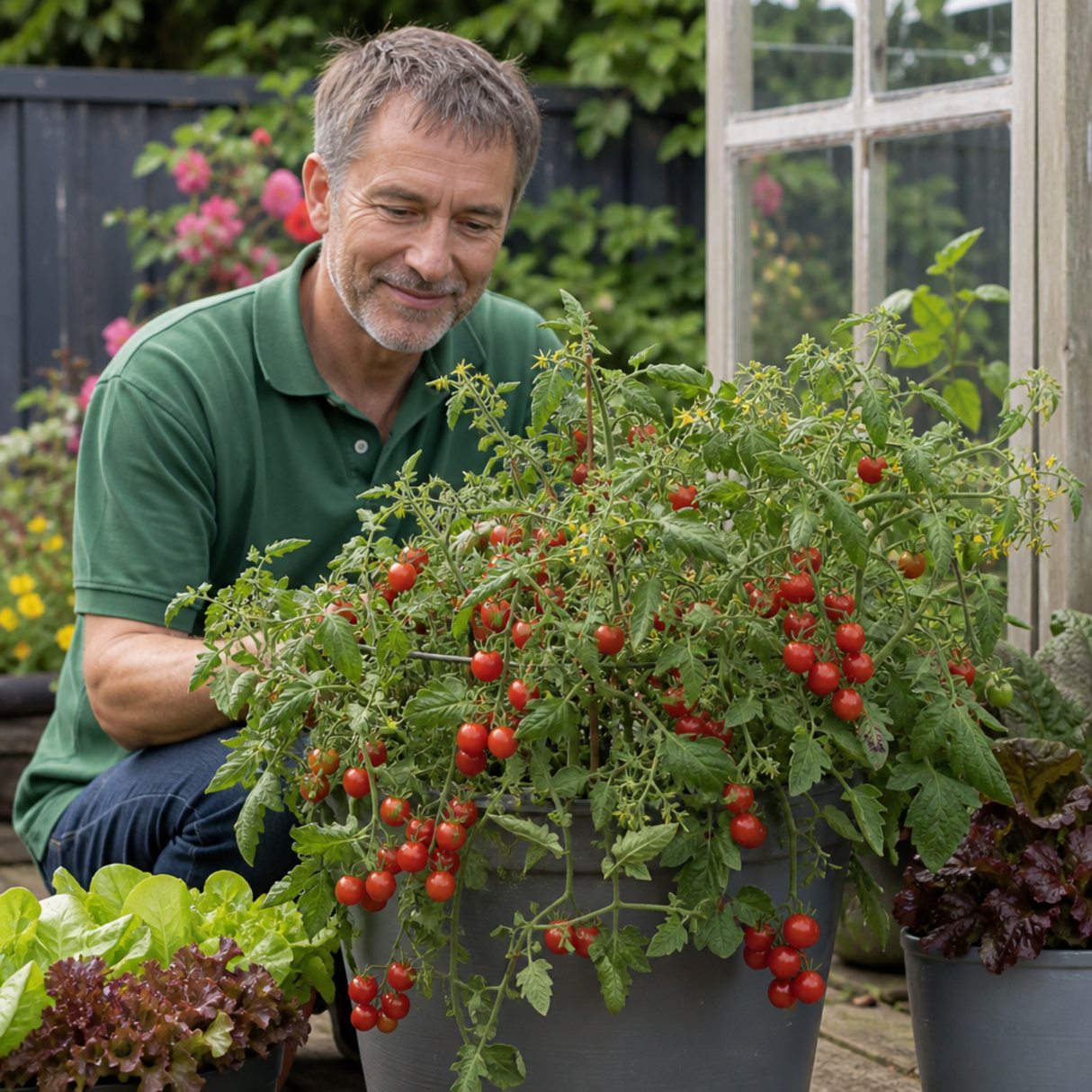 1 Tumbling Tom Red Cherry Tomato Plant, Outdoor Patio Trailing Garden Ready, 2 Litre Root Ball - Frankton's
