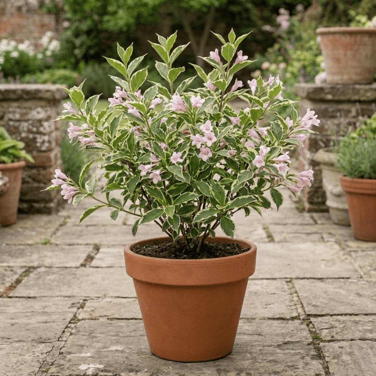 1 Weigela Variegata Plant, Pink Flowering Hardy Shrub, Bee Friendly, Outdoor Garden Ready, 17cm Root-Ball - Frankton's