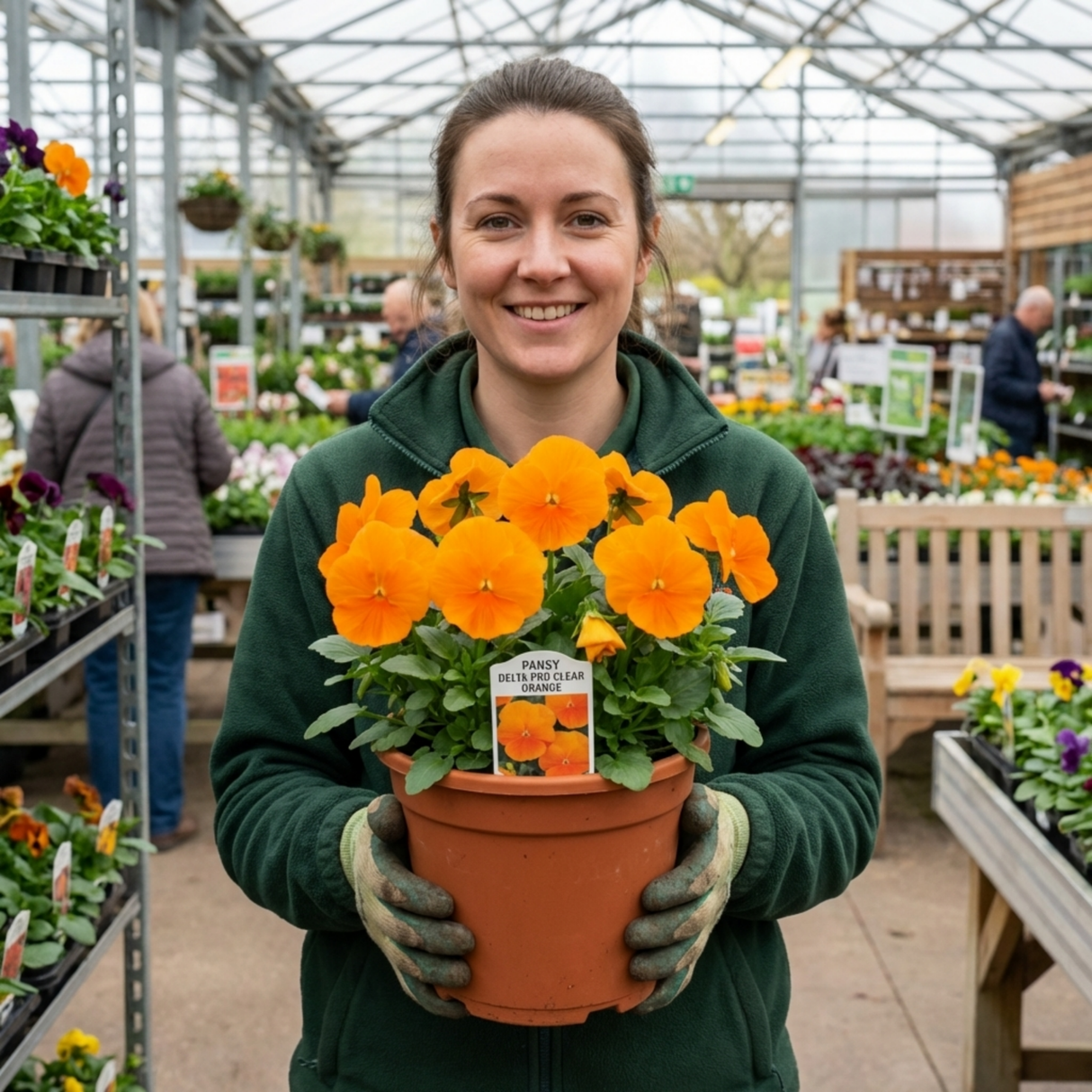 3 Pansy Delta Pro Clear Orange Flower Plants, Outdoor Garden Ready, Spring & Autumn, 3Ltr Root-Ball - Frankton's