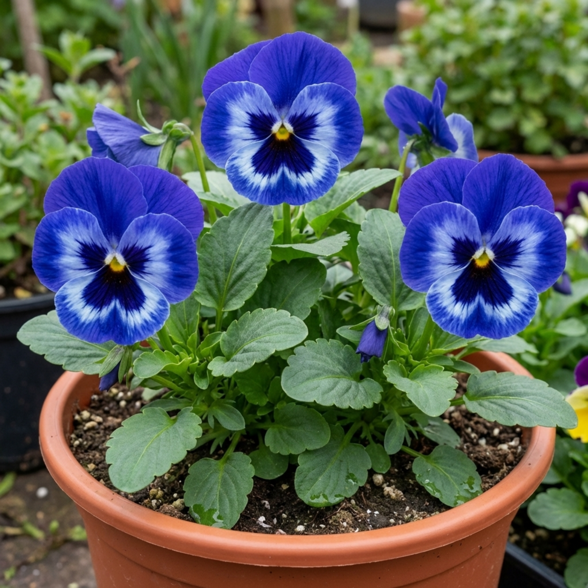 3 Pansy Delta Pro Marina Plants, Hardy Winter & Spring Flowering Pansies, 3 Litre Root Ball - Frankton's