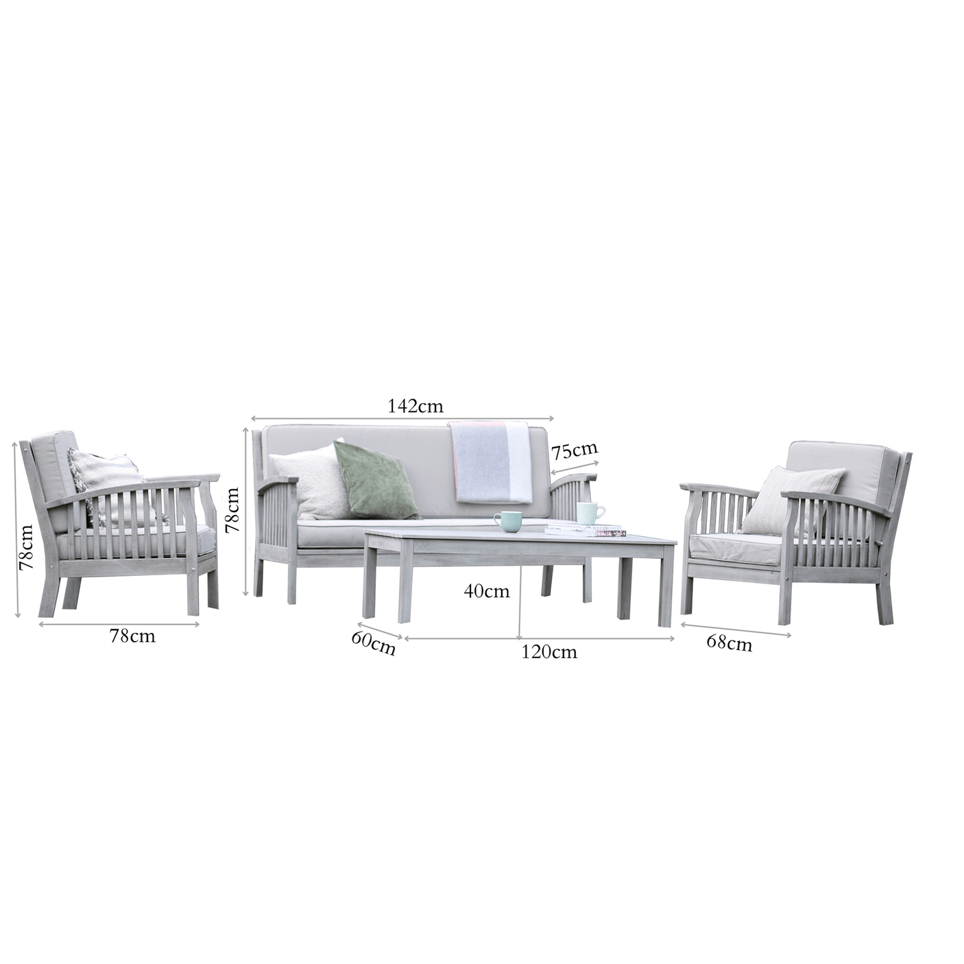 Dorset 4 Seater Lounge Set - Grey - Frankton's