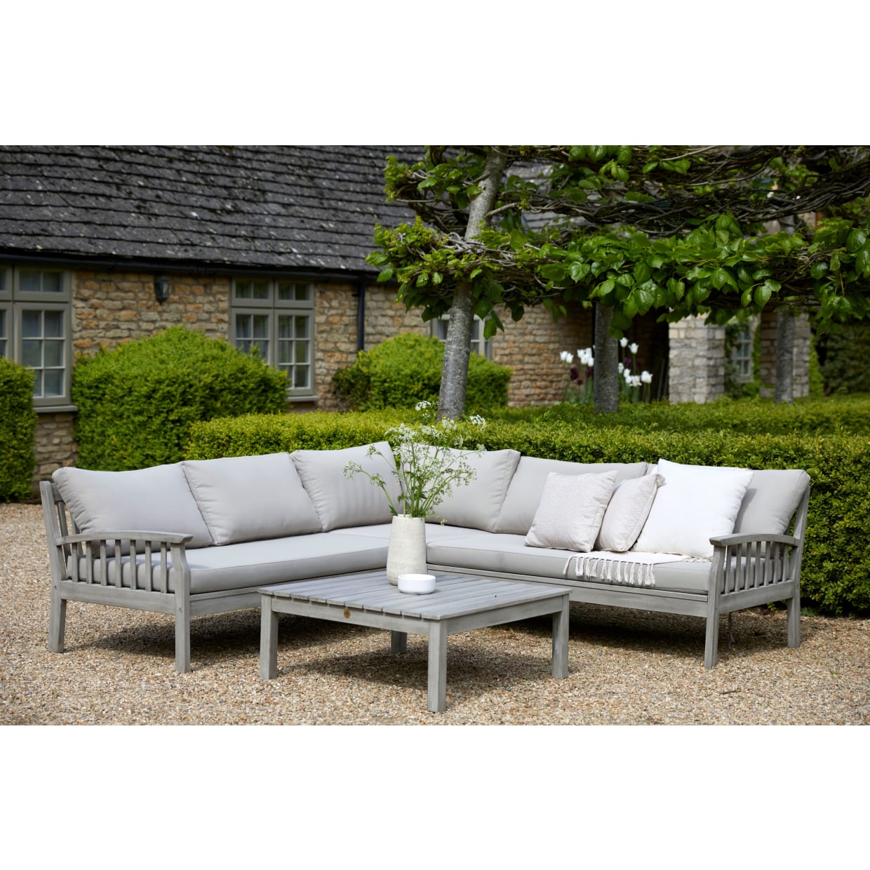 Dorset Corner Sofa and Table Set - Grey - Frankton's