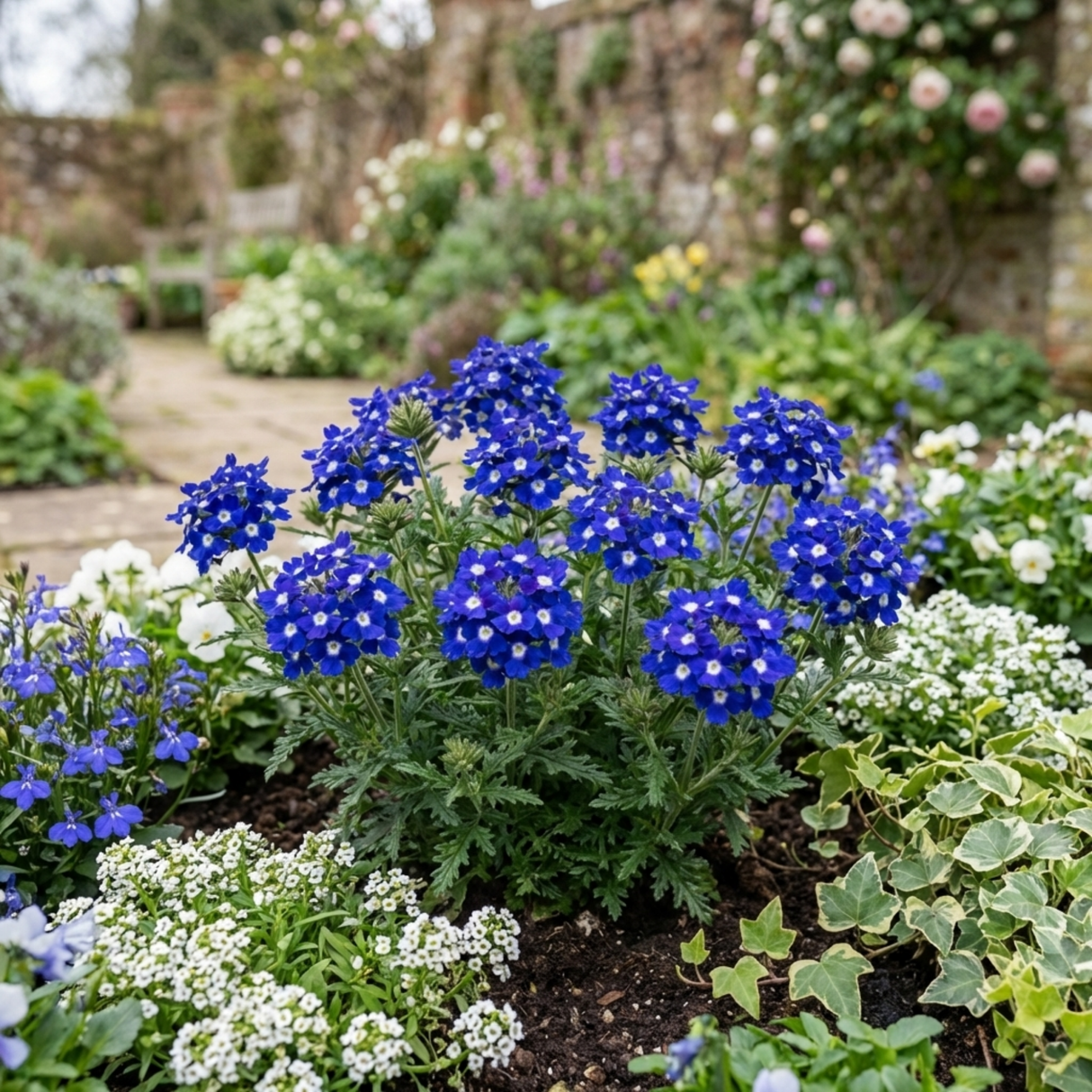 Set of 3 or 6 Trailing Verbena Blue Eye Plants, Summer Flowering Hanging Basket Ready, Outdoor Garden Ready, 10.5cm Root-Ball