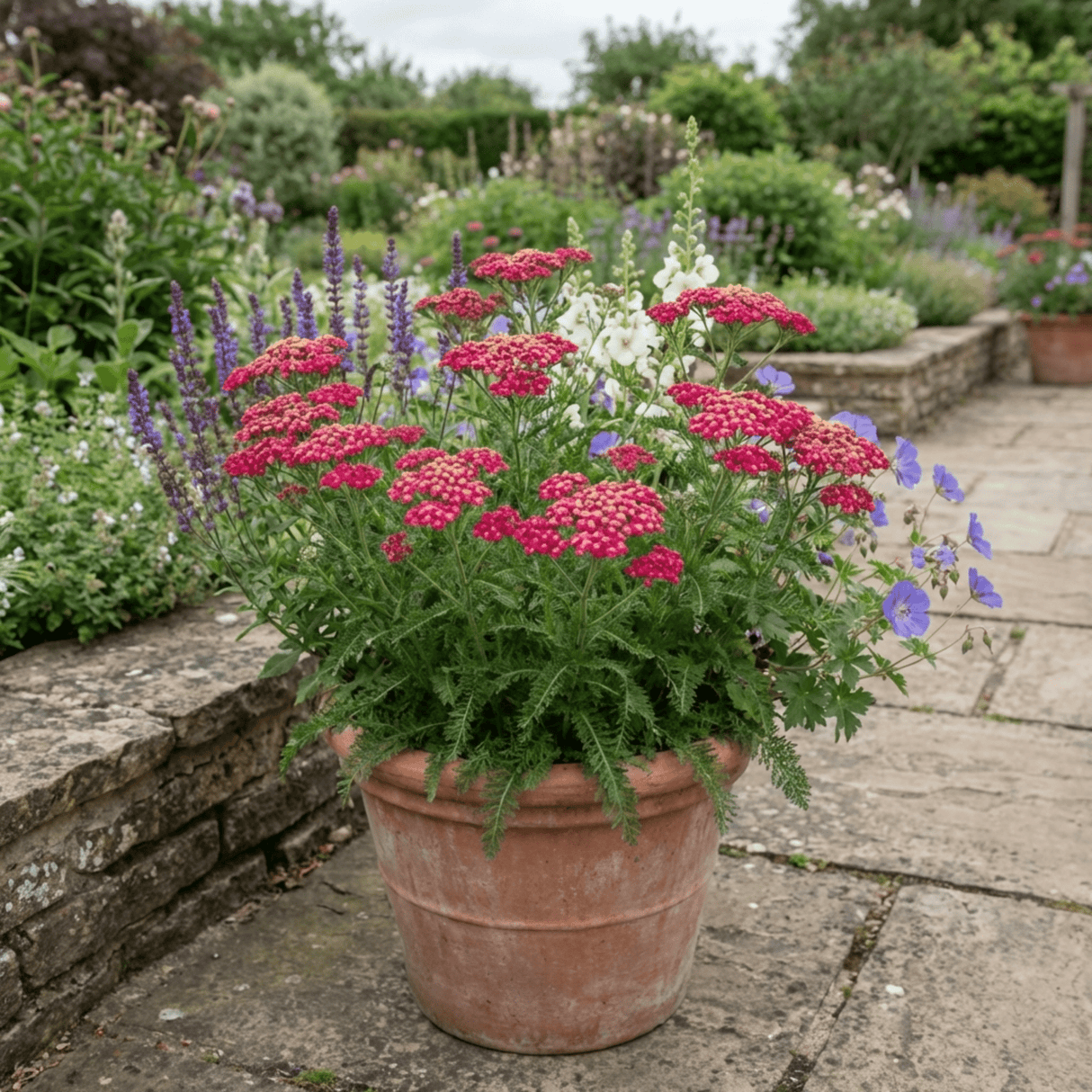 Set of 3 or 6 Achillea Millefolium Cerise Queen Plants, Hardy Pink Yarrow, Summer Flowering Perennial, Outdoor Garden Ready, 1 Litre / 11cm Root-Ball - Frankton's