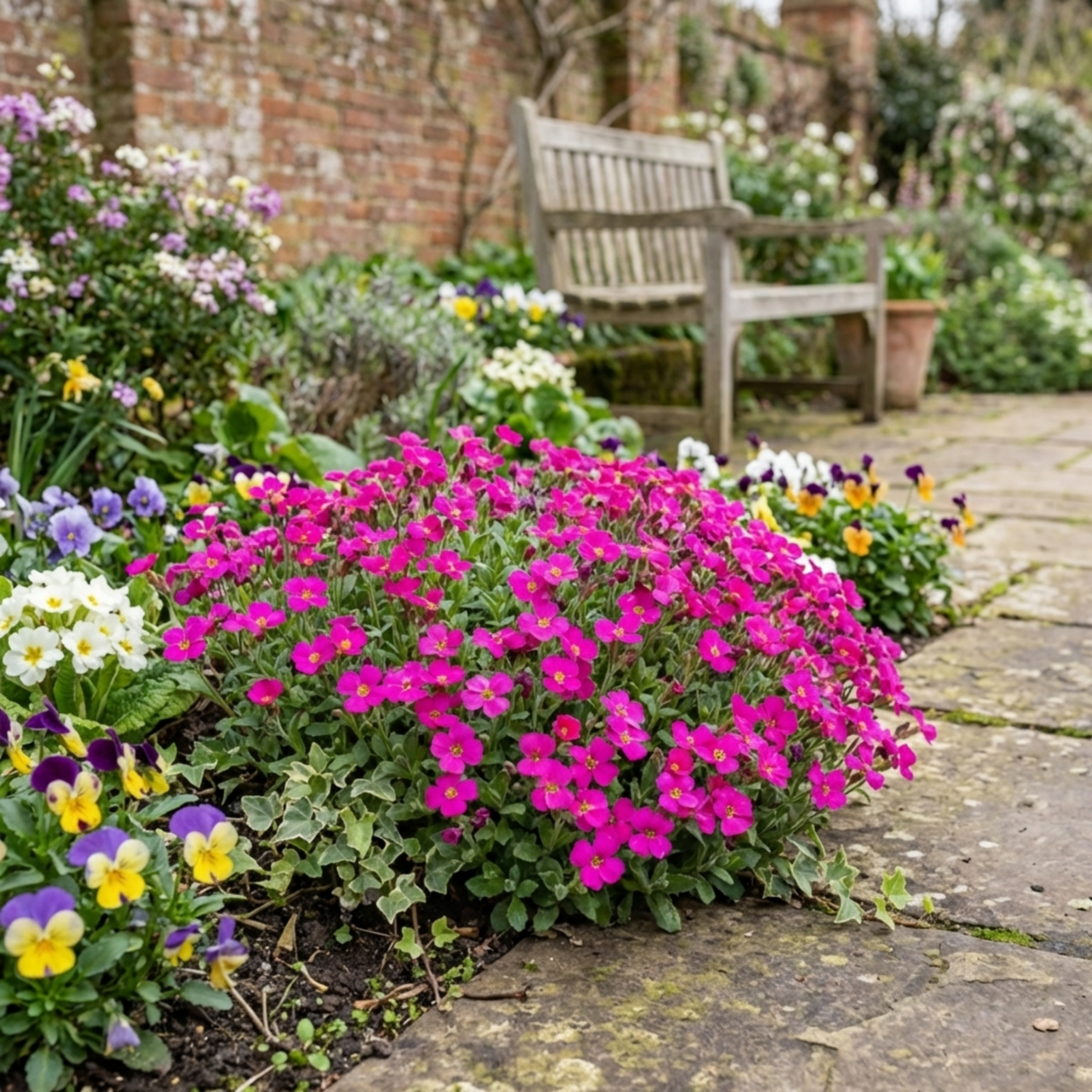 Set of 3 or 6 Large Plants - Aubrieta Florado Neon Pink, Ready to Plant in Your Garden, 1L - Frankton's