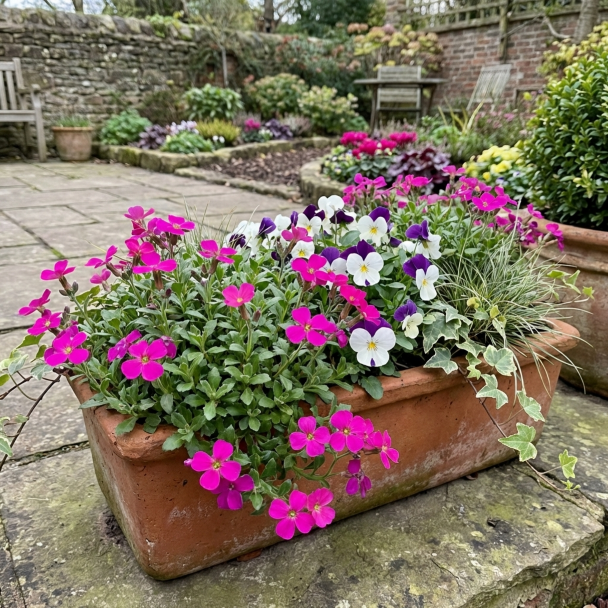 Set of 3 or 6 Large Plants - Aubrieta Florado Neon Pink, Ready to Plant in Your Garden, 1L - Frankton's