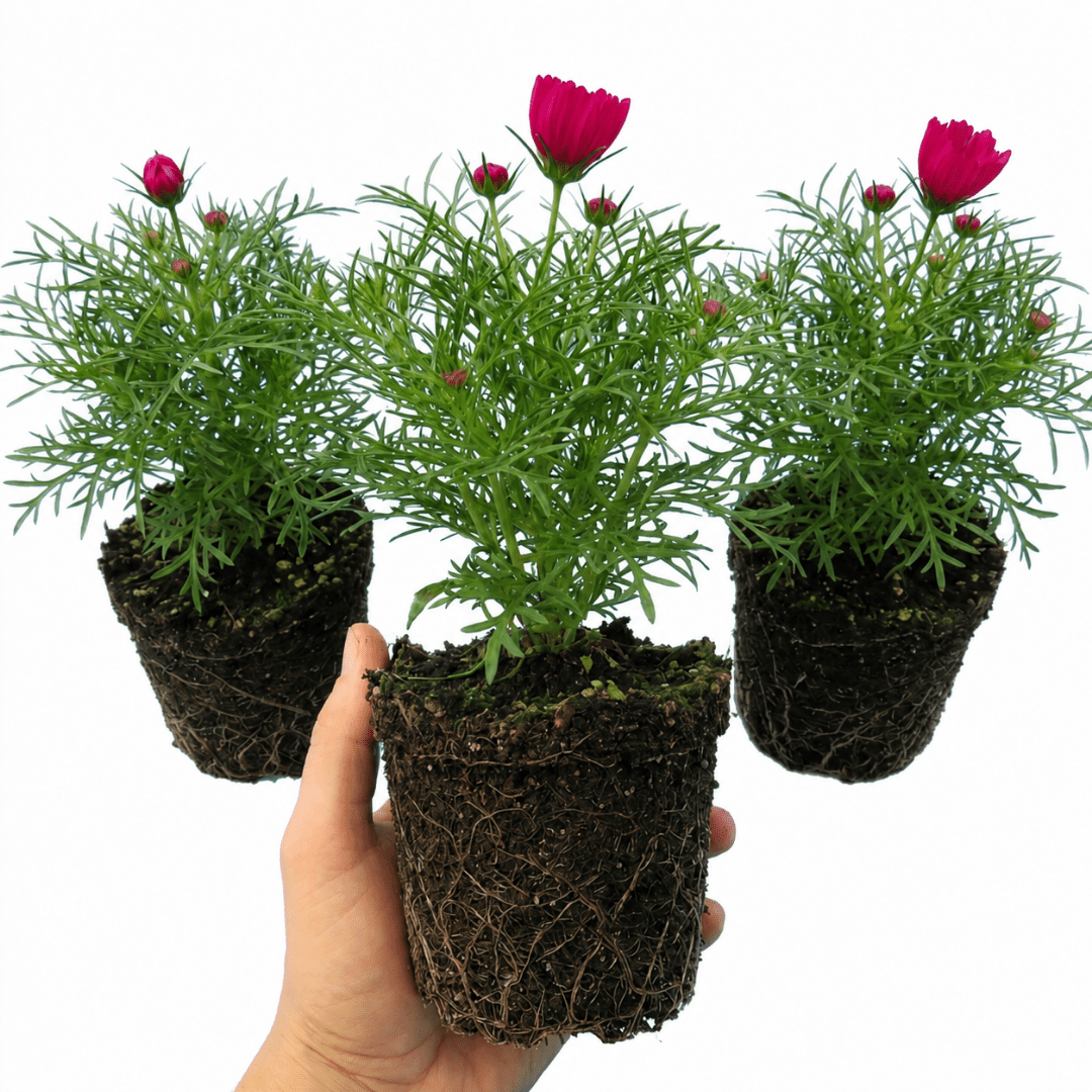 Set of 3 or 6 Large Plants - Cosmos Apollo Carmine, Ready to Plant in Your Garden, Peat-Free - Frankton's