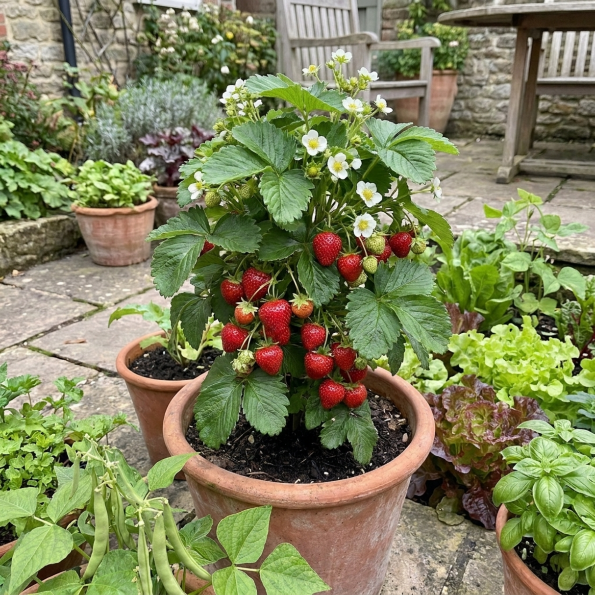 Set of 3 or 6 Large Plants - Strawberry Delizz Variety, Outdoor Garden Ready, 1L - Frankton's