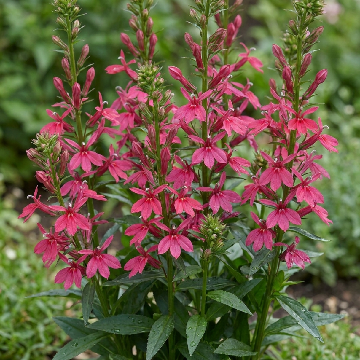 Set of 3 or 6 Lobelia Starship Deep Rose Upright Hardy Perennial Plants, Summer Garden Ready, 1 Litre Root Ball - Frankton's