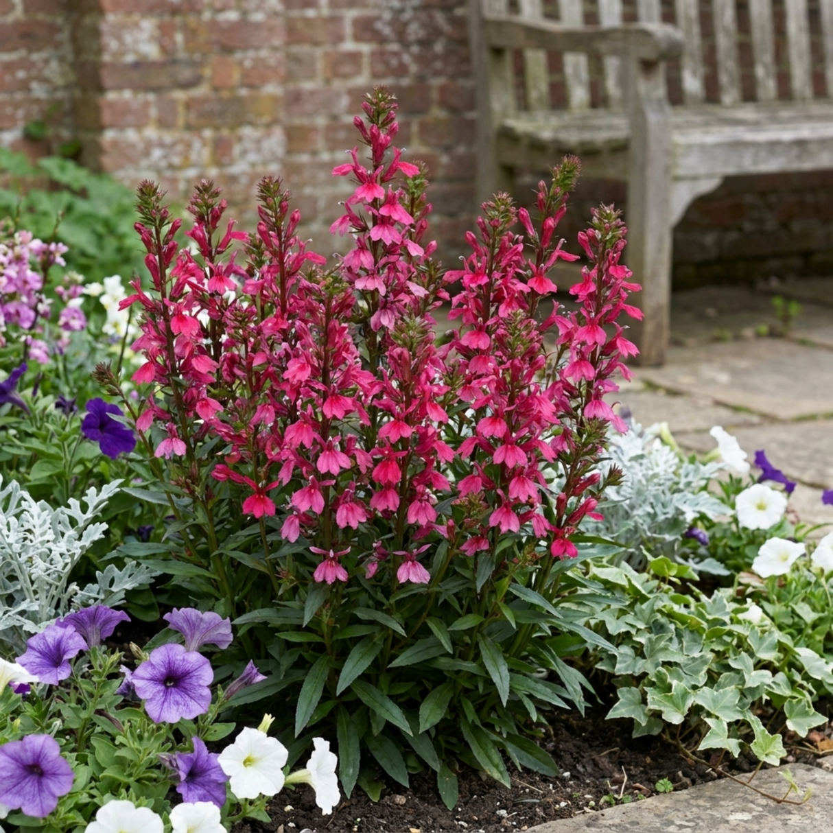 Set of 3 or 6 Lobelia Starship Deep Rose Upright Hardy Perennial Plants, Summer Garden Ready, 1 Litre Root Ball - Frankton's