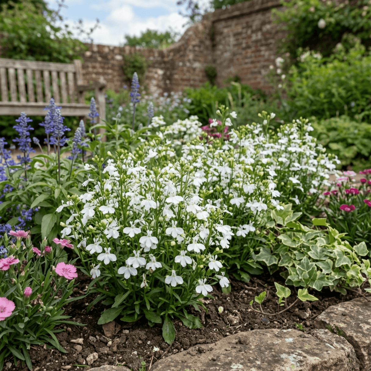 Set of 3 or 6 Lobelia Upright Sweet Springs White Flowering Plants, Summer Flowering Bedding, Garden Ready, 10.5cm Root Ball - Frankton's