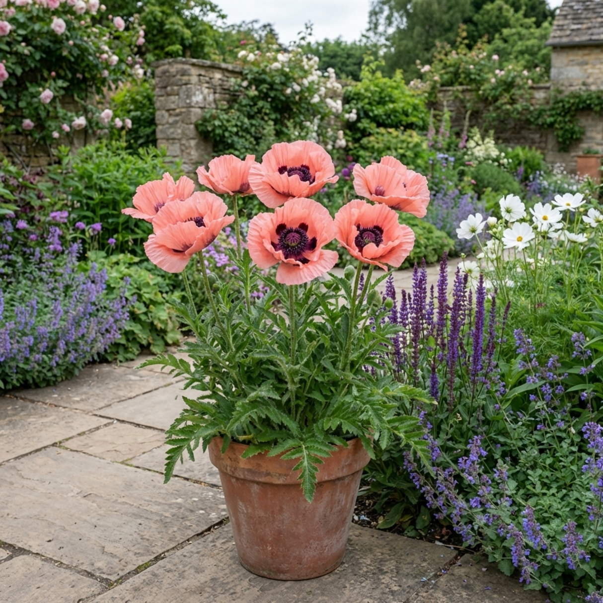 Set of 3 or 6 Papaver Orientale Garden Gnome Victoria Louise Plants, Hardy Perennial Oriental Poppy, Outdoor Garden Ready, 1 Litre Root-Ball - Frankton's