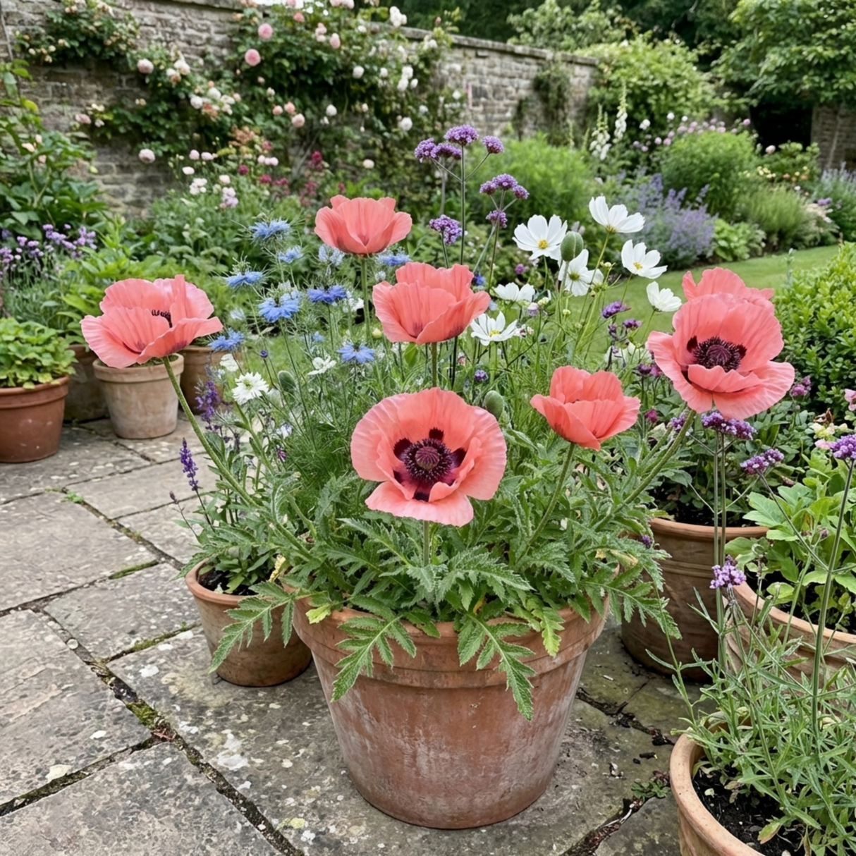 Set of 3 or 6 Papaver Orientale Garden Gnome Victoria Louise Plants, Hardy Perennial Oriental Poppy, Outdoor Garden Ready, 1 Litre Root-Ball - Frankton's