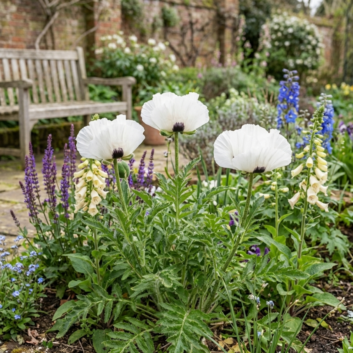Set of 3 or 6 Papaver Orientale Royal Wedding Plants, Hardy White Oriental Poppy Perennial, 1 Litre Root Ball - Frankton's