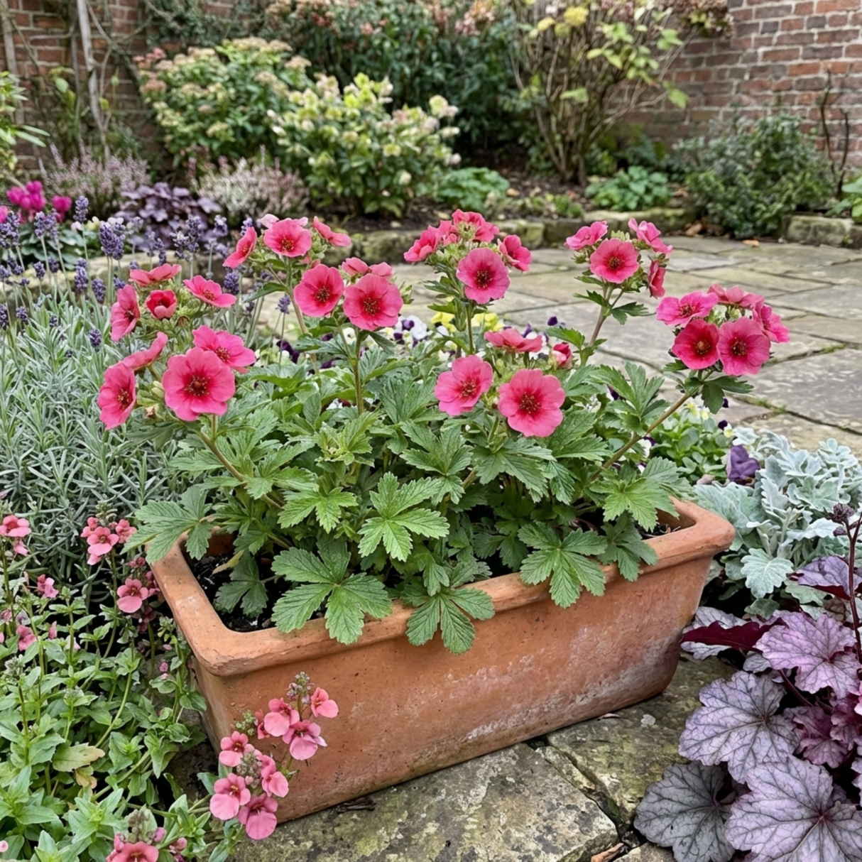 Set of 3 or 6 Potentilla Miss Wilmott Hardy Perennial Shrub Plants, Bee Friendly Summer Flowering, Outdoor Garden Ready, 1 Litre Root-Ball - Frankton's