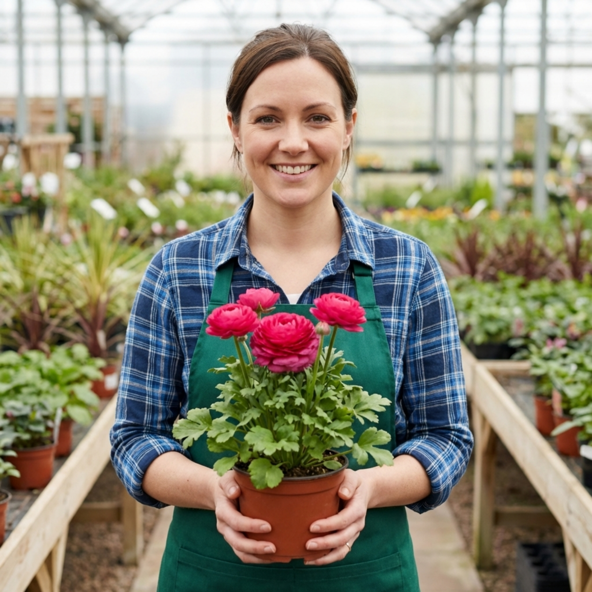 Set of 3 or 6 Ranunculus Vortex Hot Pink Persian Buttercup Plants, Spring Flowering, Outdoor Garden Ready, 1 Litre Root-Ball - Frankton's