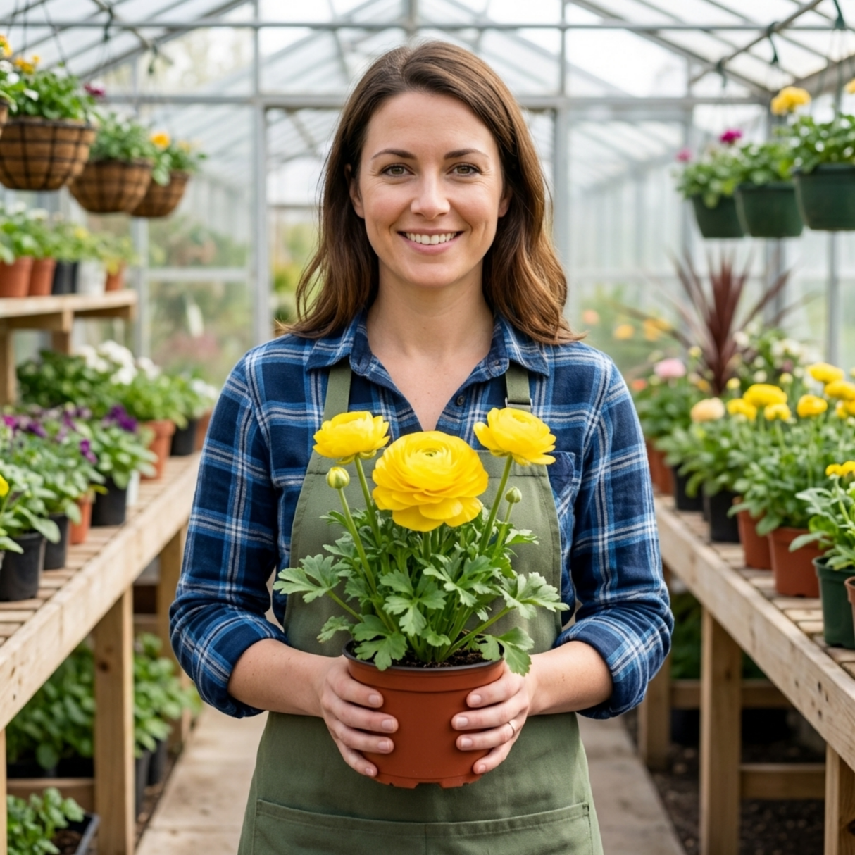 Set of 3 or 6 Ranunculus Vortex Lemonade Persian Buttercup Plants, Hardy Yellow Perennials, Spring & Autumn Flowering, Outdoor Garden Ready, 1 Litre Root-Ball - Frankton's