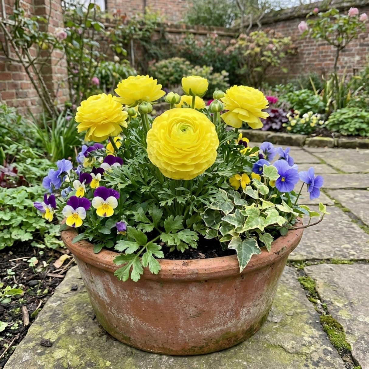 Set of 3 or 6 Ranunculus Vortex Lemonade Persian Buttercup Plants, Hardy Yellow Perennials, Spring & Autumn Flowering, Outdoor Garden Ready, 1 Litre Root-Ball - Frankton's