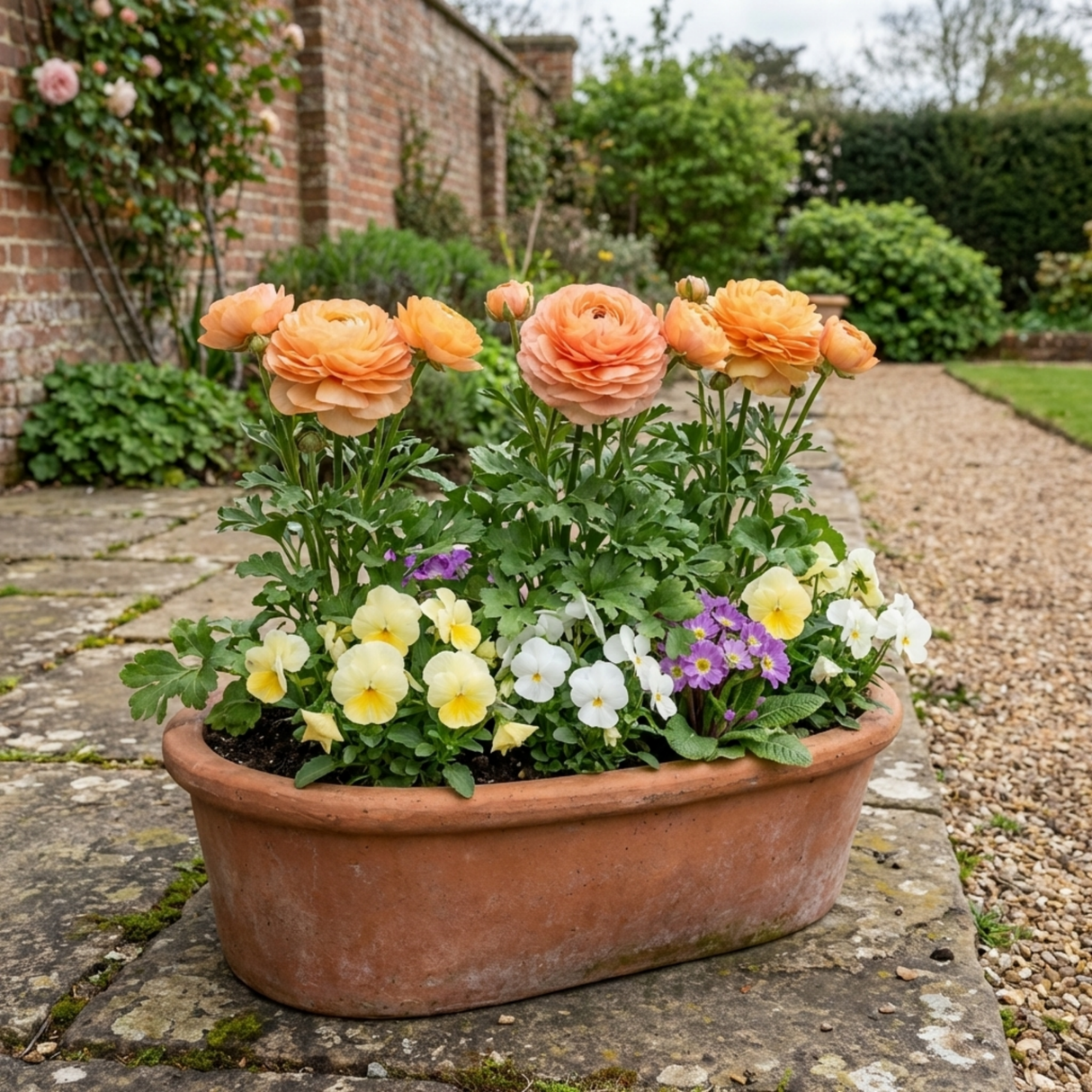 Set of 3 or 6 Ranunculus Vortex Orange Apricot Persian Buttercup Plants, Hardy Perennial, Spring Flowering, Outdoor Garden Ready, 1 Litre Root-Ball - Frankton's