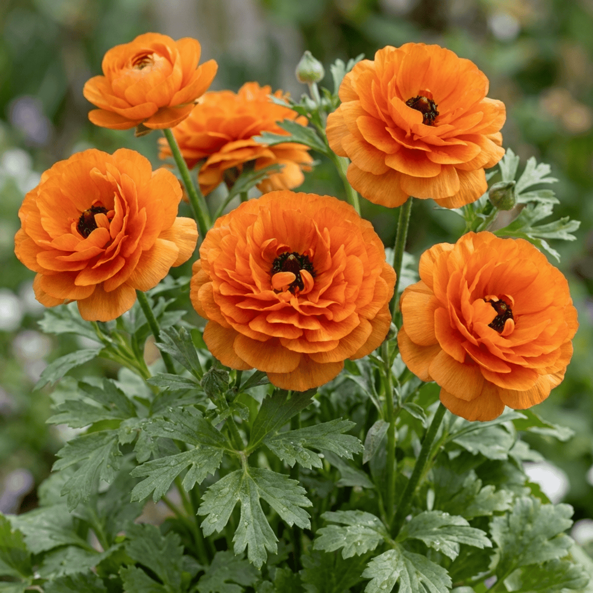 Set of 3 or 6 Ranunculus Vortex Orange Persian Buttercup Plants, Hardy Perennial, Spring & Autumn Flowering, Outdoor Garden Ready, 1 Litre Root-Ball - Frankton's