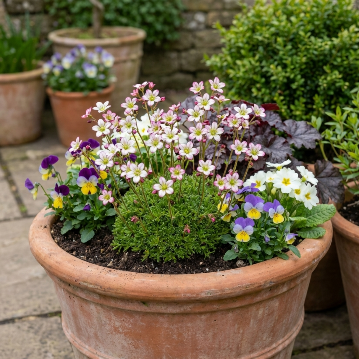 Set of 3 or 6 Saxifrage Ice Colours Appleblossom Plants, Hardy Alpine Rock Garden Perennial, Outdoor Garden Ready, 1 Litre Root-Ball - Frankton's