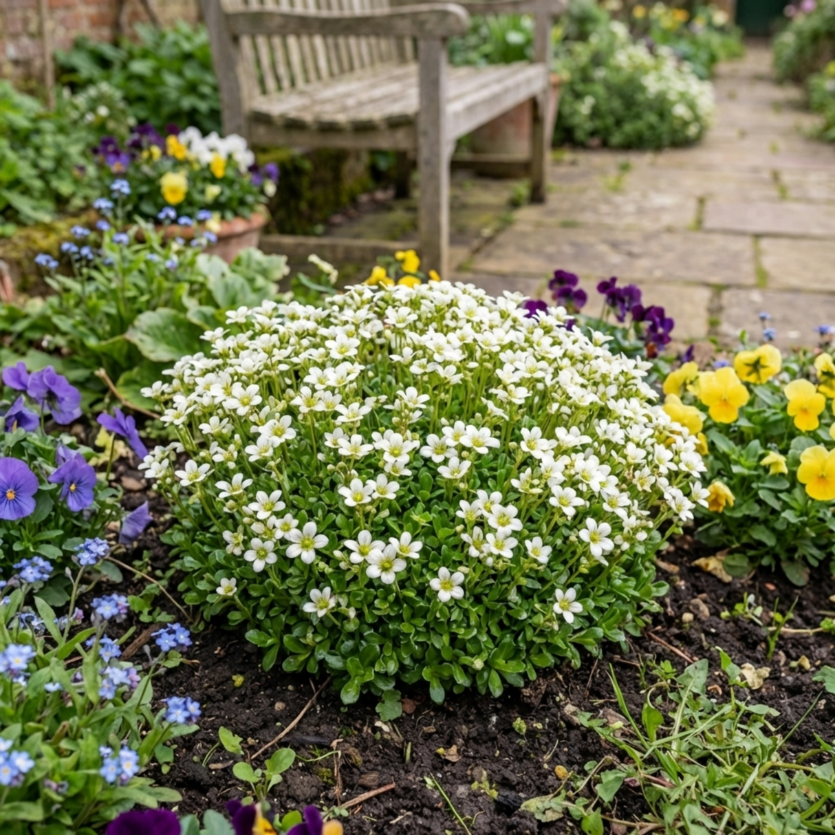 Set of 3 or 6 Saxifrage Ice Colours Pearl White Plants, Hardy Alpine Evergreen Ground Cover Perennial, Outdoor Garden Ready, 1 Litre Root-Ball - Frankton's