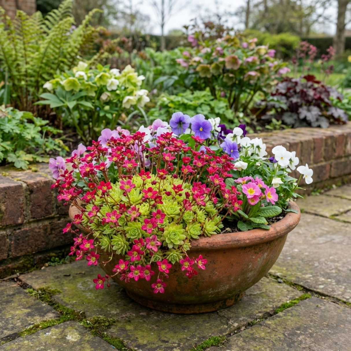 Set of 3 or 6 Saxifrage Ice Colours Red Plants, Hardy Alpine Perennial Rockery Ground Cover, Outdoor Garden Ready, 1 Litre Root-Ball - Frankton's