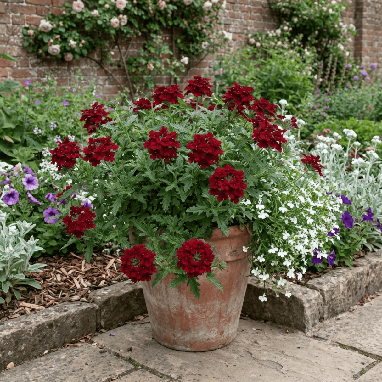 Set of 3 or 6 Verbena Trailing Deep Red Plants, Summer Flowering Bedding, Hanging Basket & Outdoor Garden Ready, 10.5cm Root Ball - Frankton's
