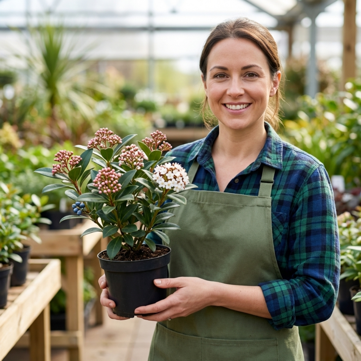 Set of 3 or 6 Viburnum Tinus Gwenllian Hardy Evergreen Flowering Shrub Plants, Winter Flowering Hedge, Outdoor Garden Ready, 11cm Root-Ball - Frankton's