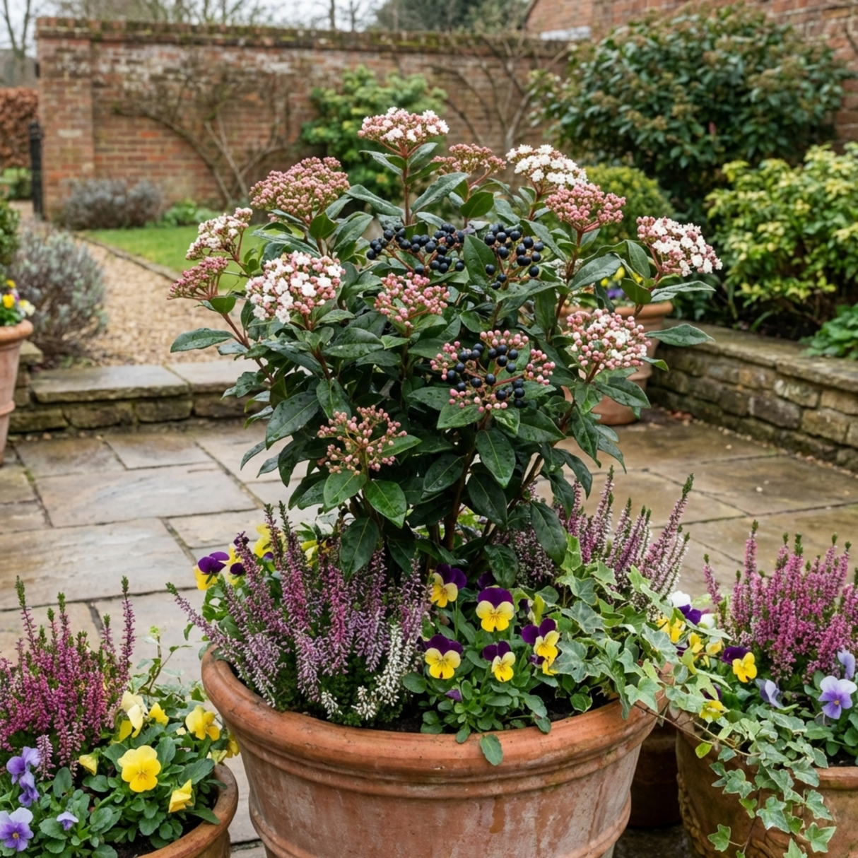 Set of 3 or 6 Viburnum Tinus Gwenllian Hardy Evergreen Flowering Shrub Plants, Winter Flowering Hedge, Outdoor Garden Ready, 11cm Root-Ball - Frankton's