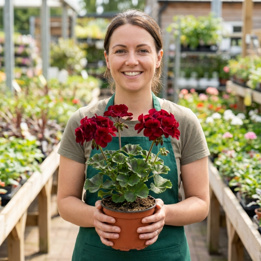 Set of 6 Large Plants-Geranium Calliope Dark Red, Ready To Plant In Your Garden - Frankton's