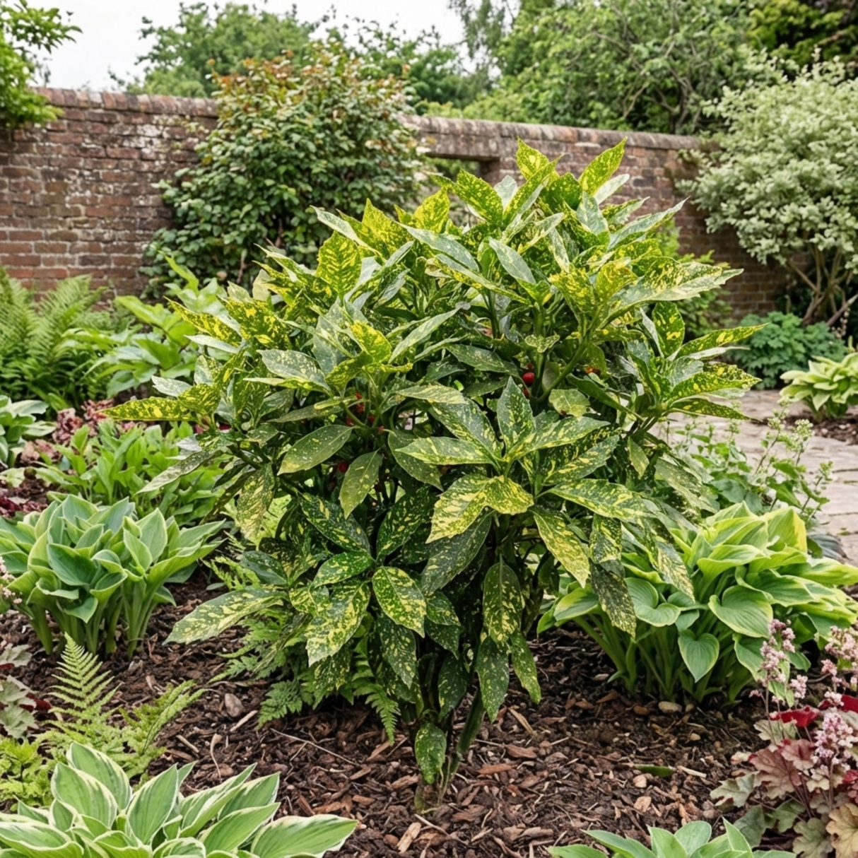 1 Aucuba Japonica Crotonifolia Gold Dust Spotted Laurel, Hardy Evergreen Shade Shrub, 7.5L Root-Ball - Frankton's