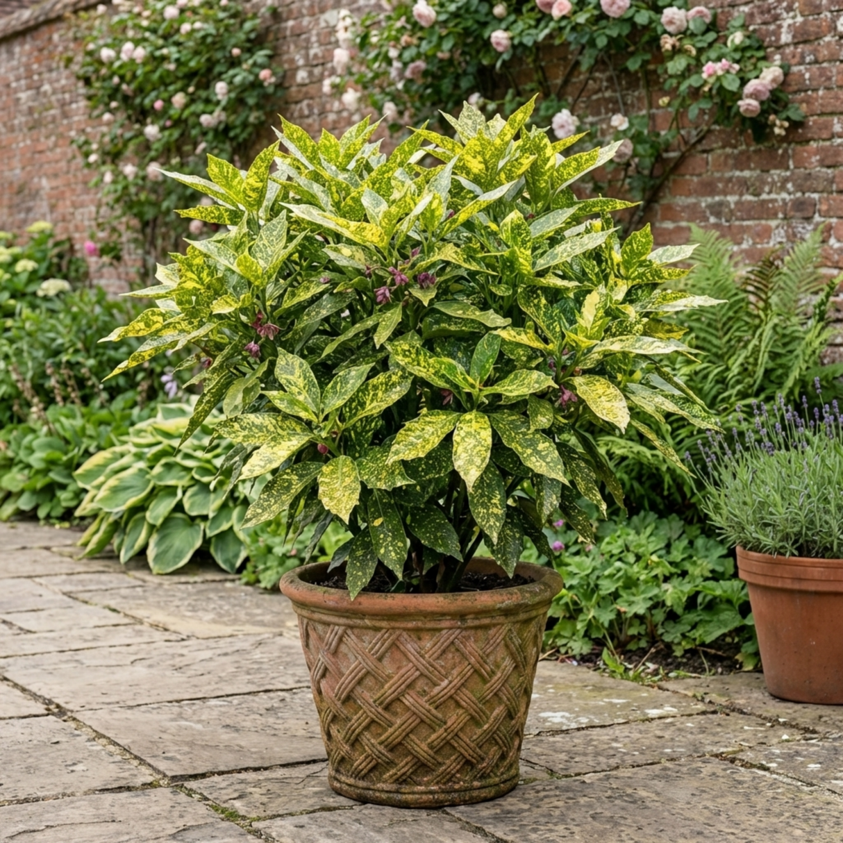 1 Aucuba Japonica Crotonifolia Spotted Laurel, Hardy Evergreen Garden Shrub, 2 Litre Root-Ball - Frankton's