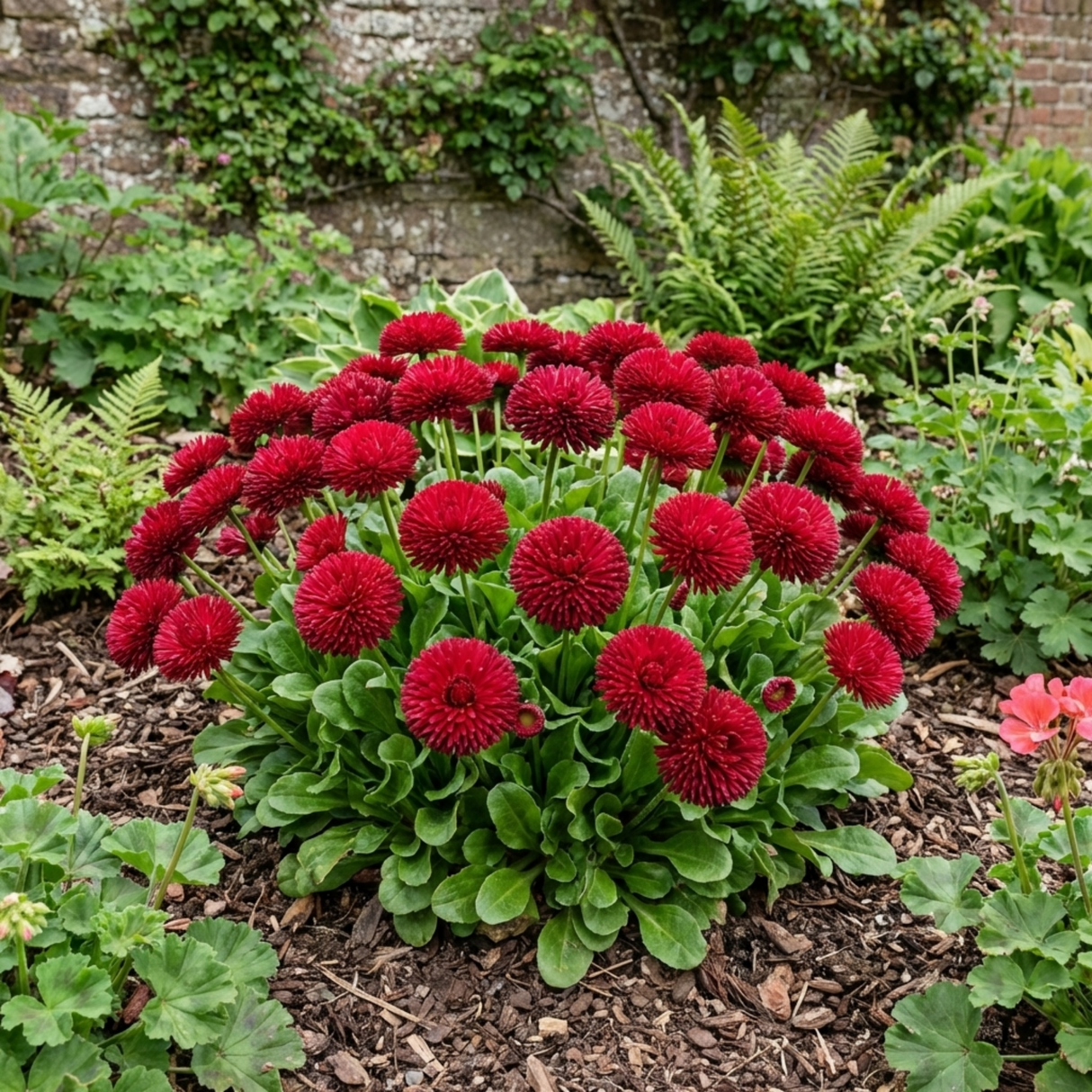 1 Bellis Habanera Red Hardy English Daisy Plant, Outdoor Garden Ready, 2 Litre Root Ball - Frankton's
