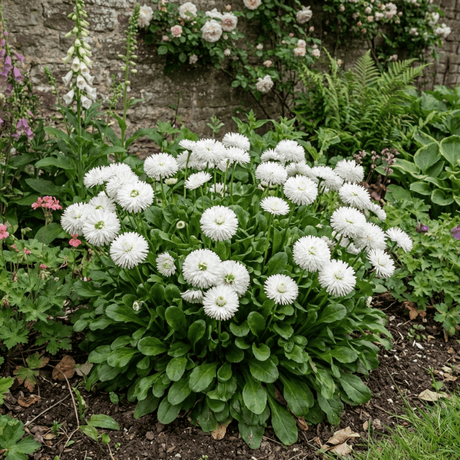 1 Bellis Habanera White English Daisy Plant, Outdoor Garden Ready, Spring & Autumn Bedding, 2Ltr Root-Ball - Frankton's