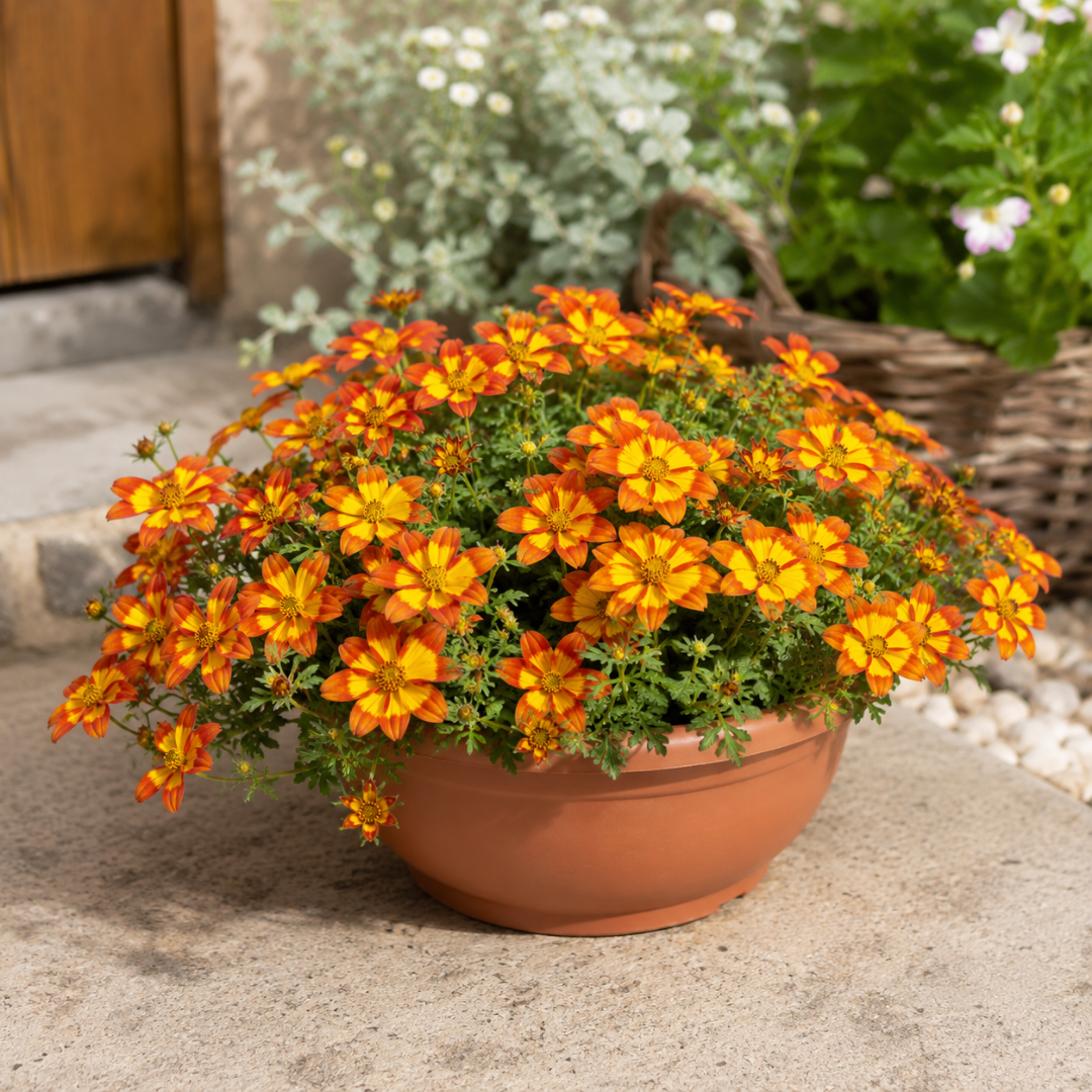 1 Bidens Taka Tuka Red Yellow Brush Trailing Plant, Bee Friendly Outdoor Summer Flowering, 21cm Root-ball - Frankton's