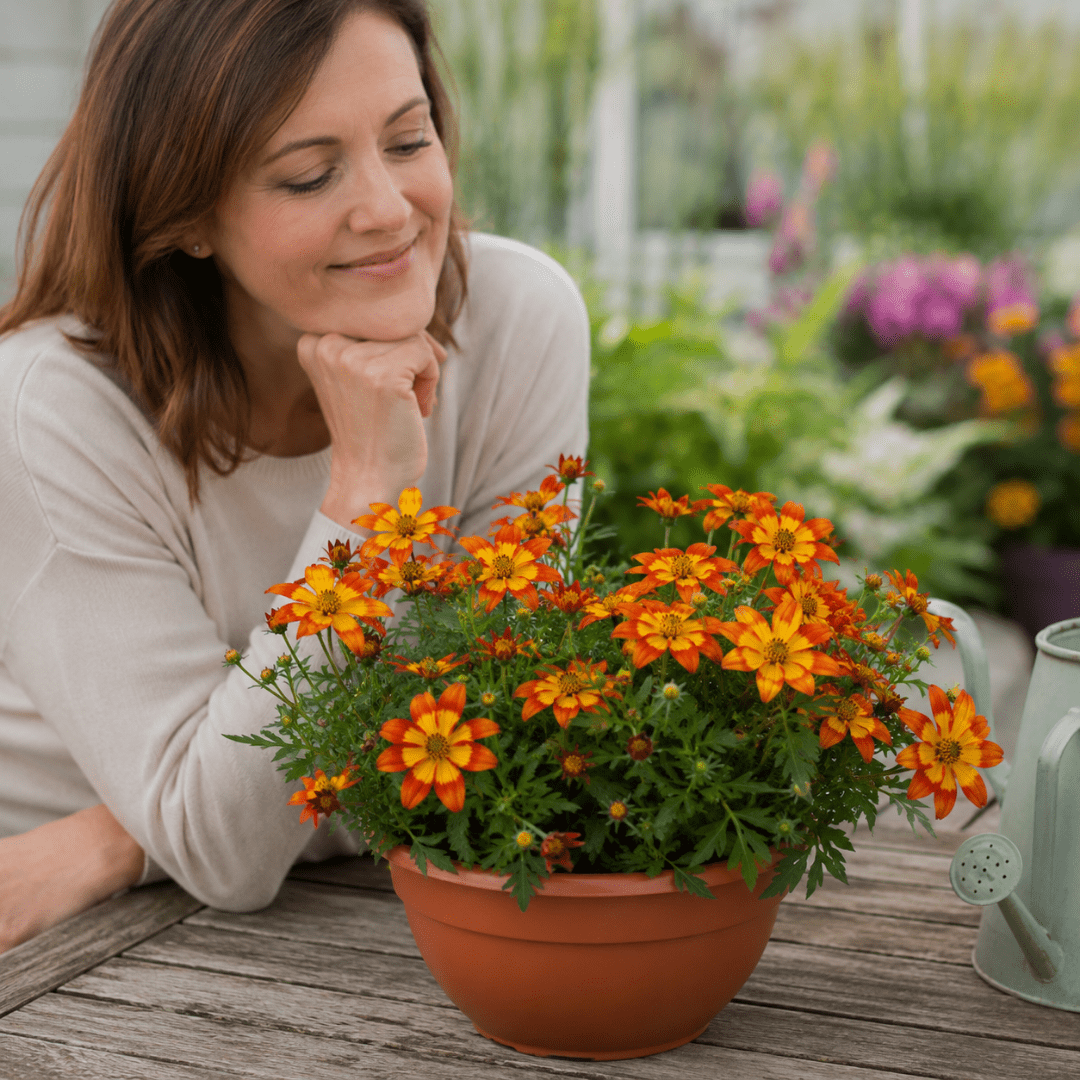 1 Bidens Taka Tuka Red Yellow Brush Trailing Plant, Bee Friendly Outdoor Summer Flowering, 21cm Root-ball - Frankton's