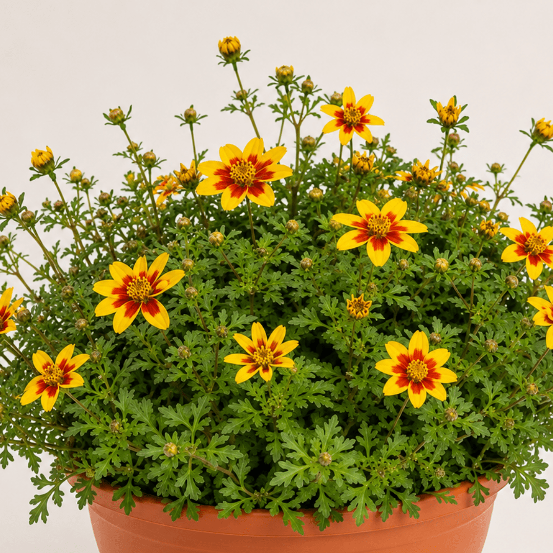 1 Bidens Taka Tuka Yellow Red Star, Summer Flowering Trailing Plant, Outdoor Garden Ready, 21cm Root-Ball - Frankton's