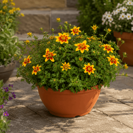 1 Bidens Taka Tuka Yellow Red Star, Summer Flowering Trailing Plant, Outdoor Garden Ready, 21cm Root-Ball - Frankton's