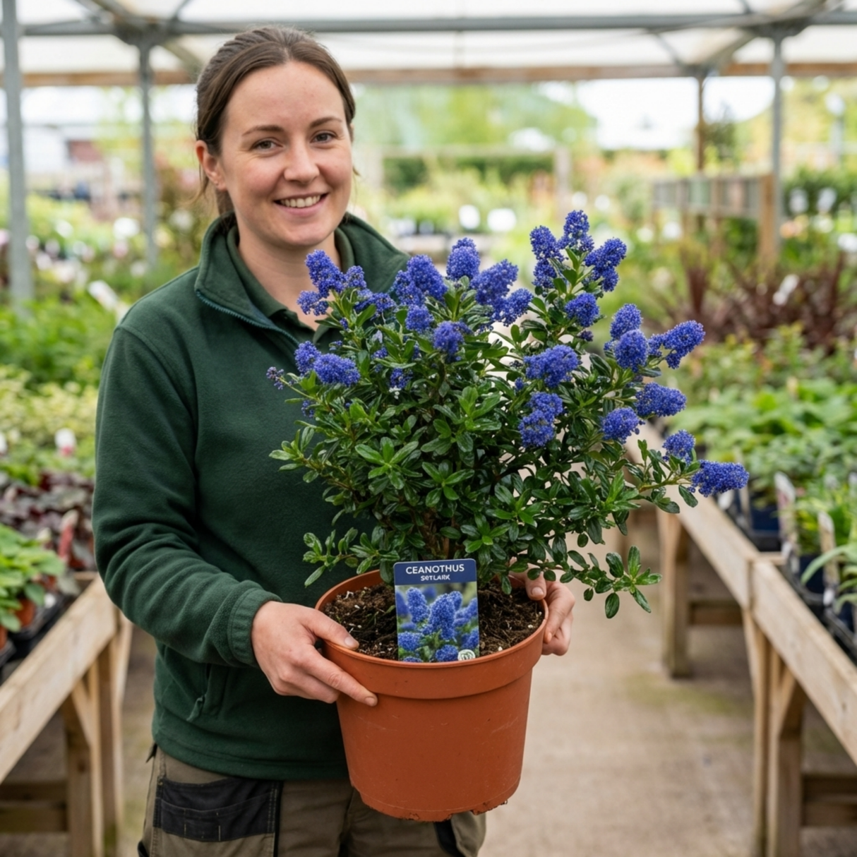 1 Ceanothus Skylark Plant, Hardy Blue Flowering Evergreen Shrub, California Lilac, 3 Litre Root-Ball - Frankton's