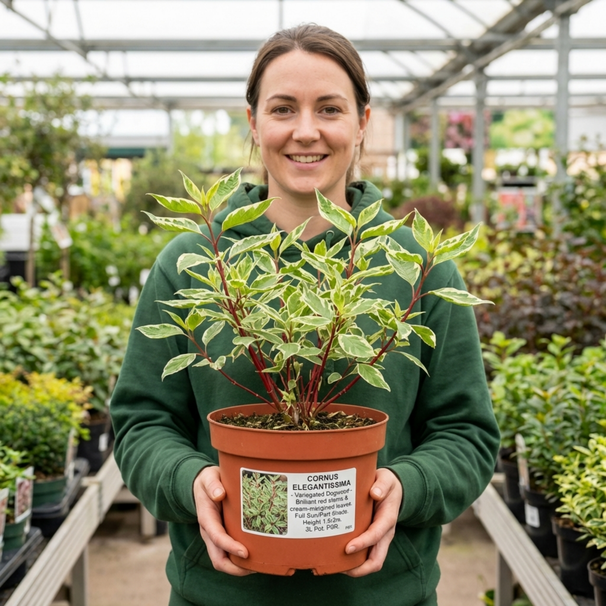 1 Cornus Alba Elegantissima Variegated Dogwood Shrub, Hardy Garden Ready, 3 Litre Root Ball - Frankton's