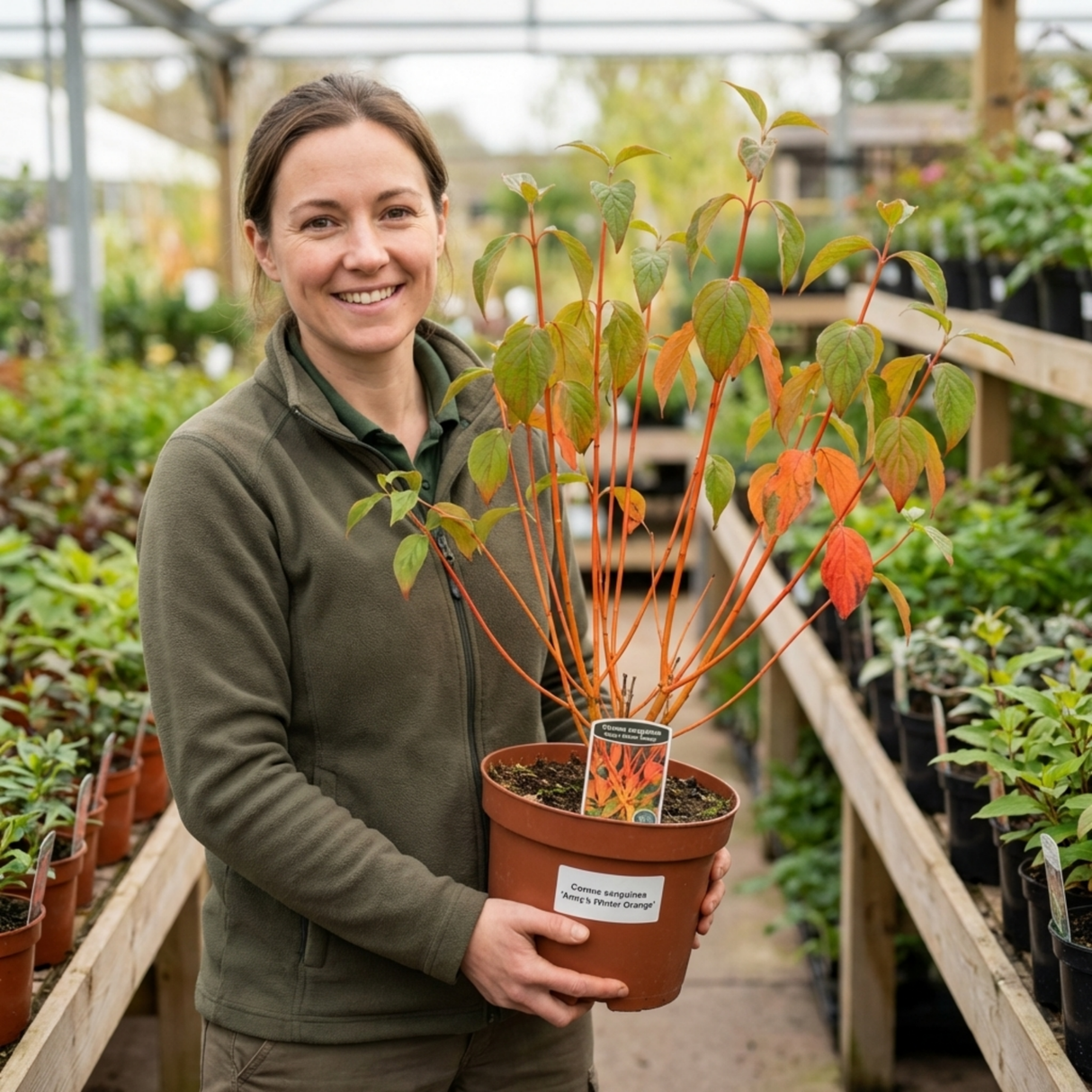 1 Cornus Anny's Winter Orange Plant, Hardy Dogwood Shrub for Winter Interest, 3 Litre Root Ball - Frankton's