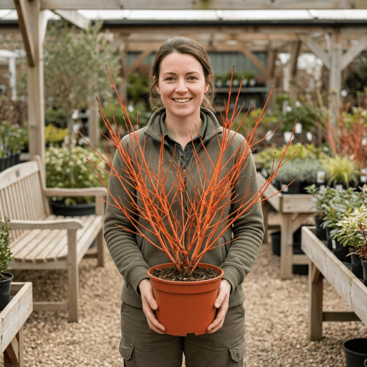 1 Cornus Midwinter Fire Shrub, Red Stem Dogwood Plant for Winter Interest, 3 Litre Root Ball - Frankton's