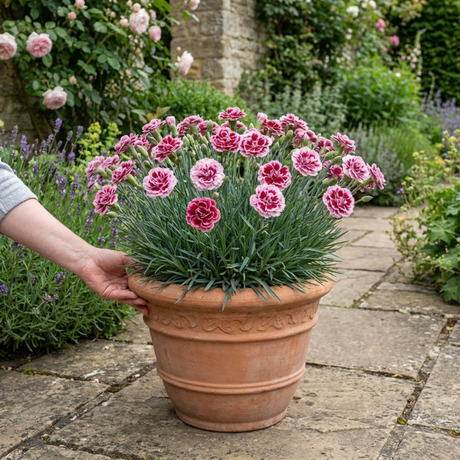 1 Cottage Pink Dianthus Raspberry Sundae, Fragrant Hardy Perennial Plant, 5 Litre Root Ball - Frankton's