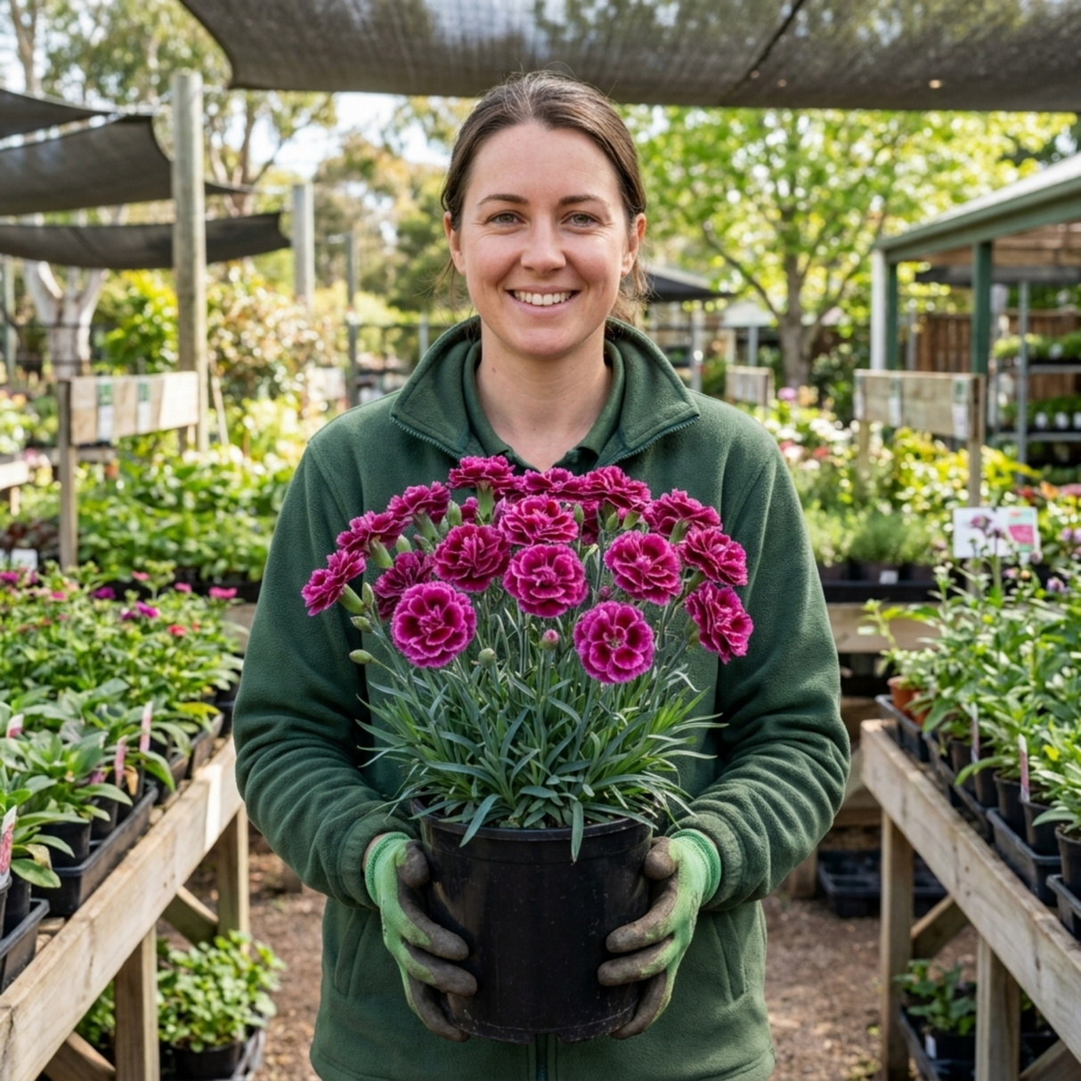 1 Cottage Pink Dianthus Sugar Plum Plant, Fragrant Hardy Perennial, Summer Flowering, 5L Root Ball - Frankton's
