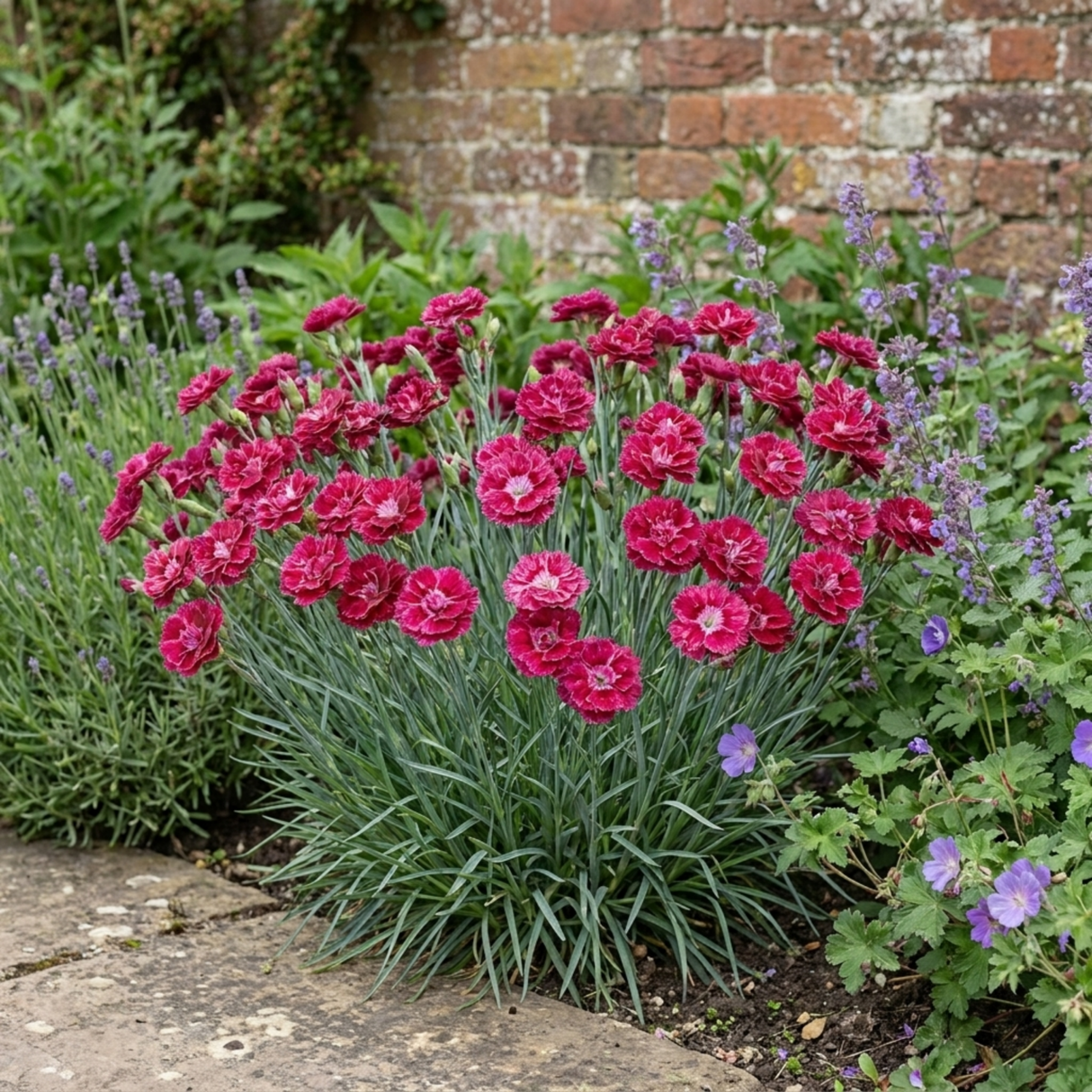 1 Cottage Pink Dianthus Sugar Raspberry, Hardy Summer Flowering Perennial, Garden Ready, 5L Root Ball - Frankton's