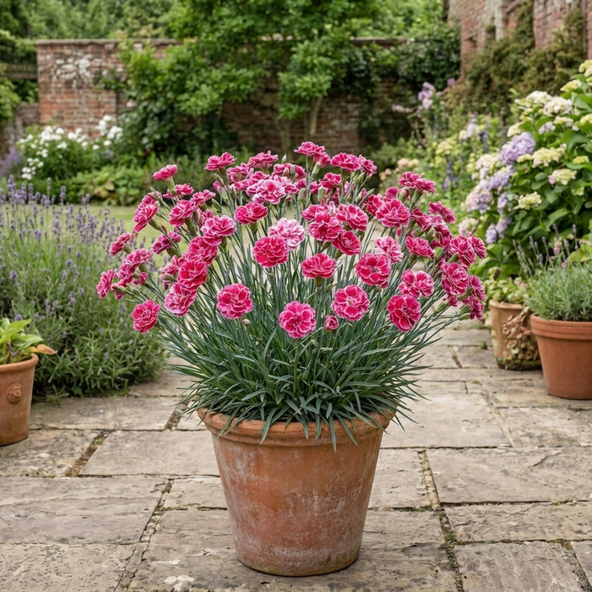 1 Cottage Pinks Dianthus Sugar Raspberry Plant, Hardy Summer Flowering Perennial, 17cm Root-Ball - Frankton's